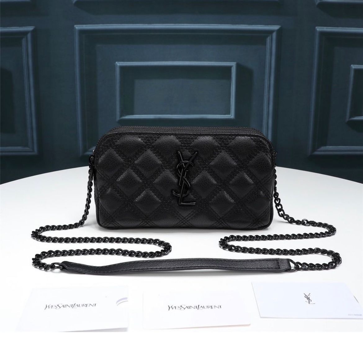 YSL MINI BAG IN MATELASSÉ TOTAL BLACK